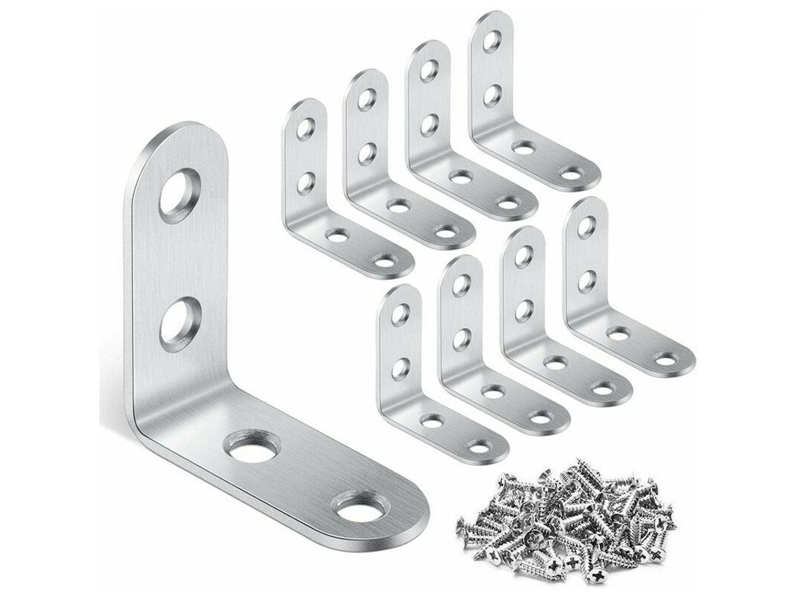 Cantoneiras 40 Mm X 40 Mm, Cantoneiras Em Forma De L Em Aço Inox, Com 64 Parafusos E Arruelas De Aço. Mdug (16 Peças)