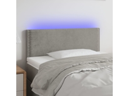 Vidaxl Cabeceira De Cama C/ Luzes Led Veludo 80x5x78/88 Cm Cinza-claro