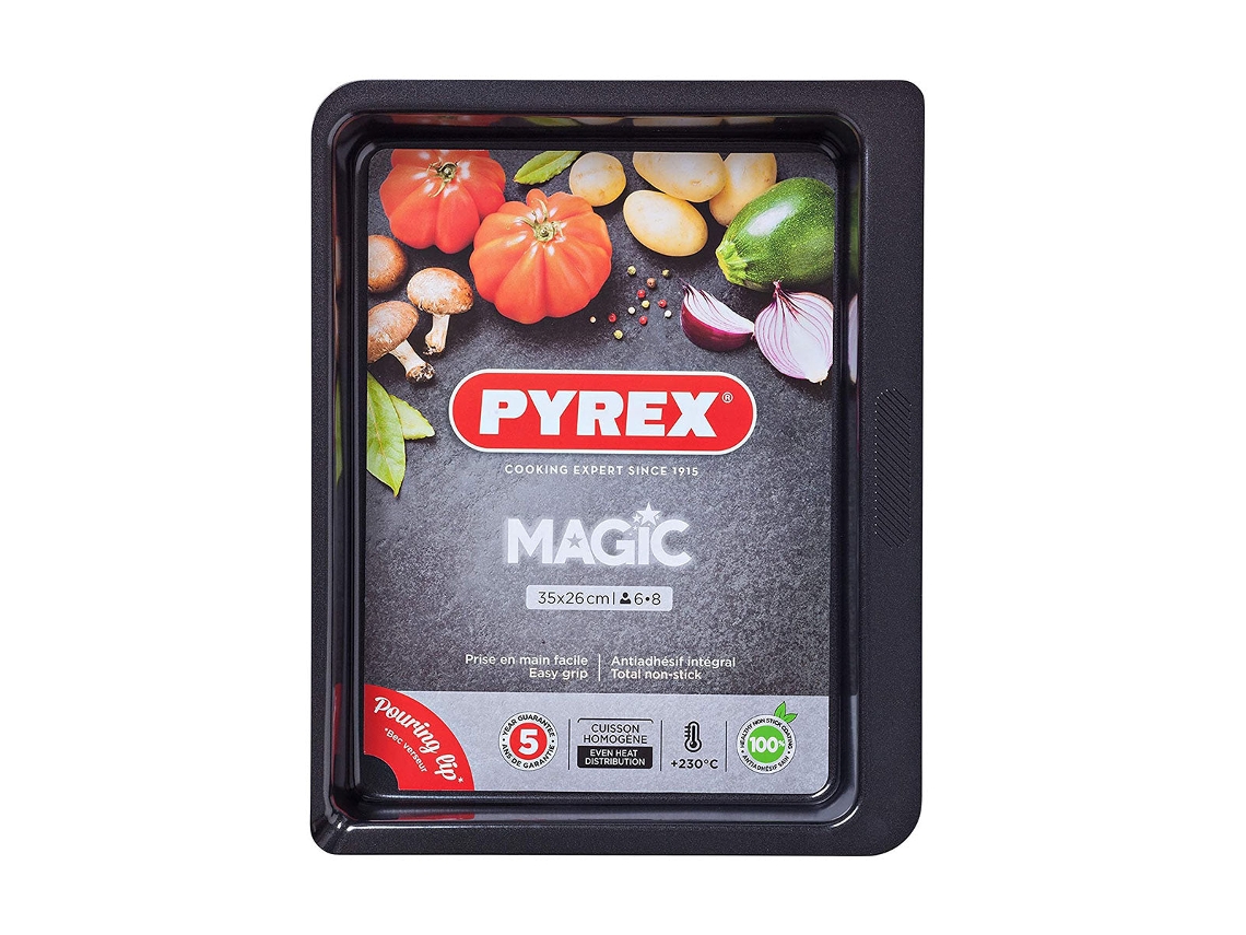 Assadeira retangular antiaderente mágica em aço 35 x 26 cm PYREX