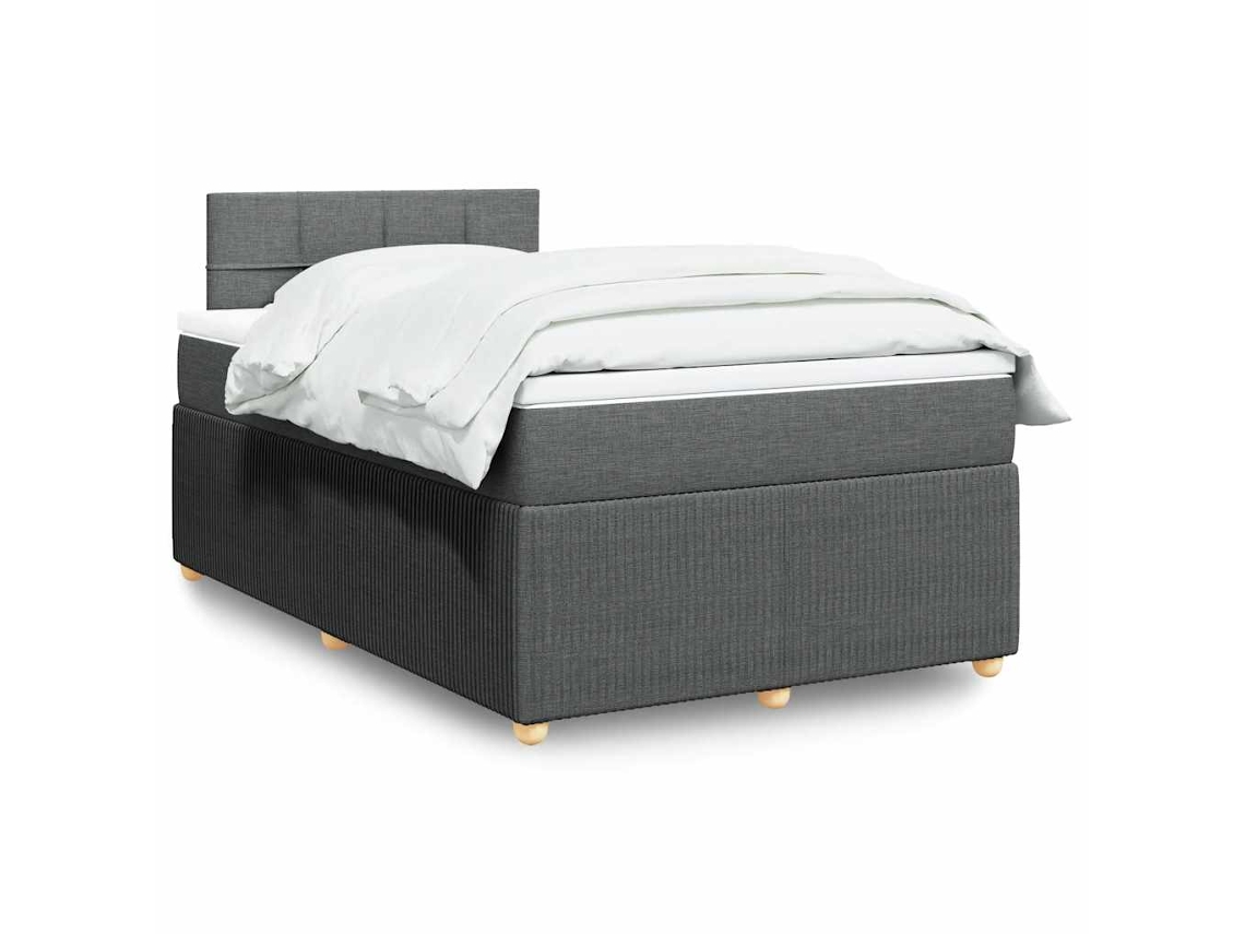 Vidaxl Cama Boxspring Com Colchão 120x190 Cm Tecido Cinzento-escuro