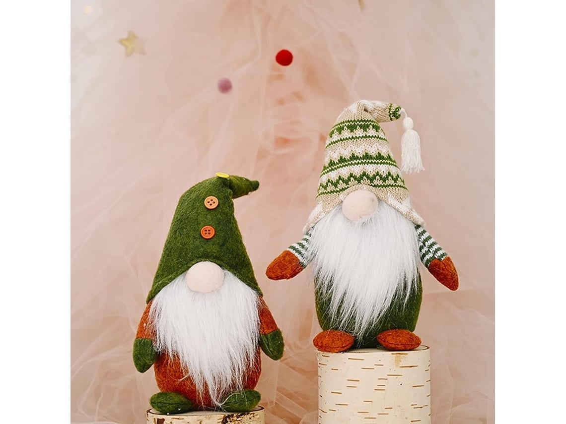 Conjunto de 2 Peças Decorações de Natal em Pelúcia com Duendes e Enfeites de Malha do Papai Noel, Ergonômico, Uso Diário STELASPLEN