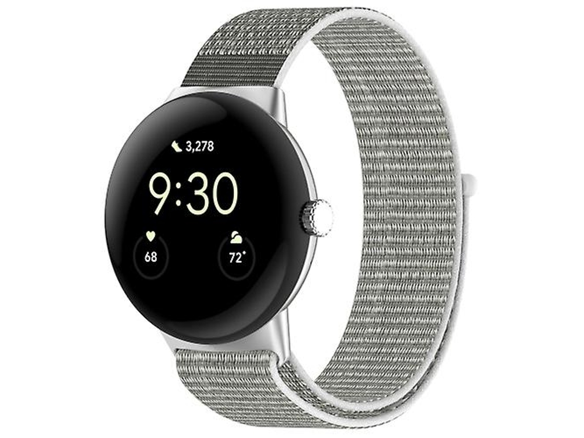 Pulseira De Nylon, Compatível Com Google Pixel Watch, Cinza E Branca.