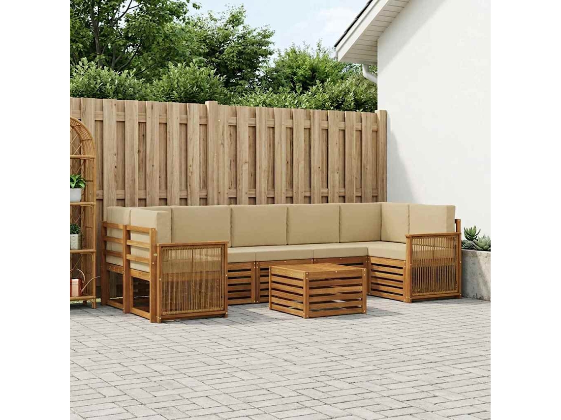 Vidaxl Conjunto De Sofás Para Exterior 8 Unid. Natural E Bege