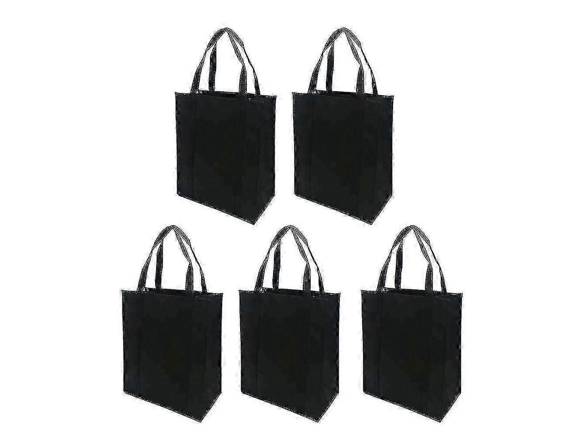 Conjunto de 5 Sacolas de Compras Dobráveis ​​e Reutilizáveis ​​em Tecido Não Tecido para Compras Ao Ar Livre GOKOCO (pretas, 30x25x10cm)