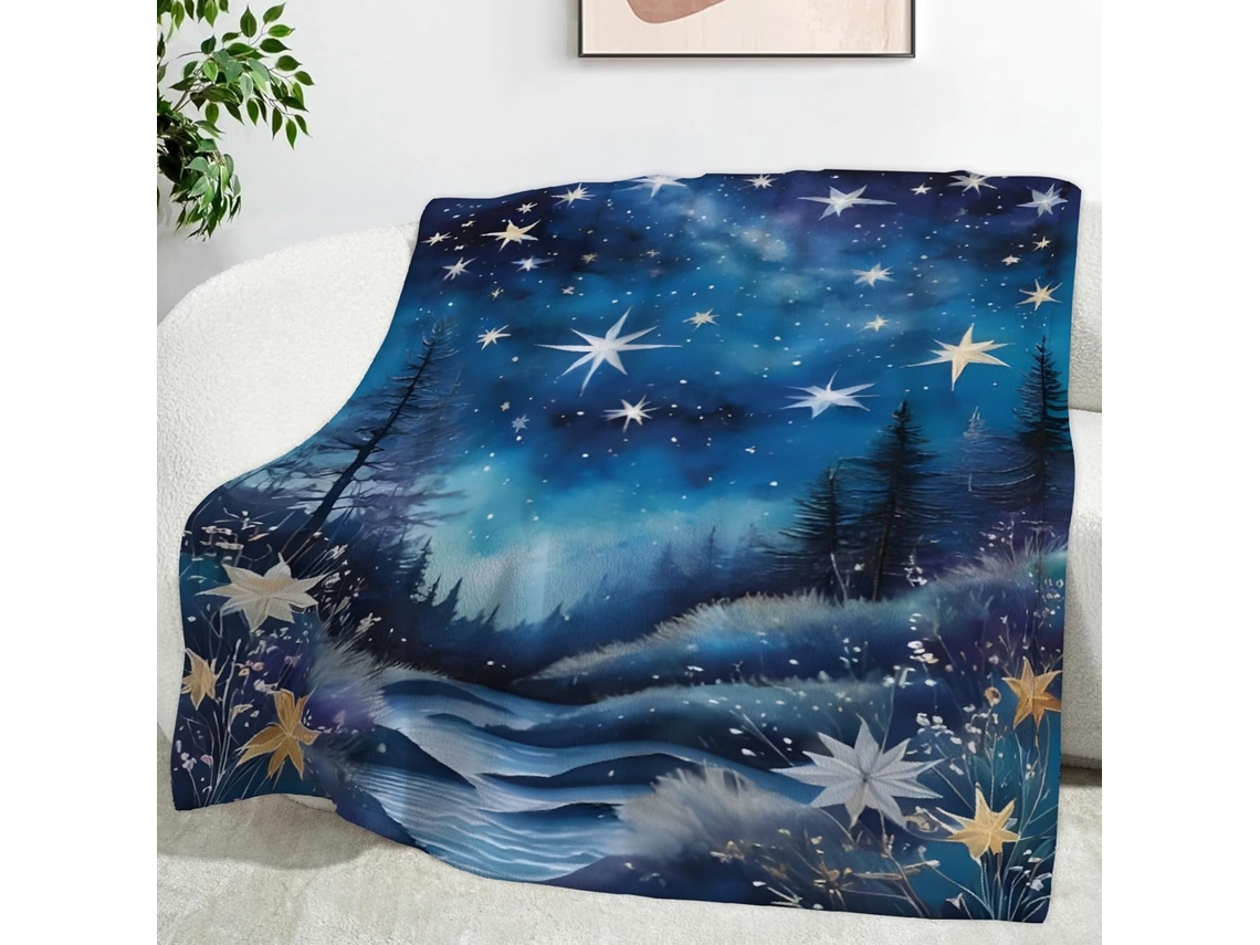 Manta Céu Estrelado Estrada 130x150 Cm Multifuncional Macia Confortável em Flanela Ideal para Cama Escritório