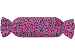 Almofada Cilíndrica Fofa Formato de Doce com Estampa Leopardo 100 % Poliéster Ideal para Viagens, Casa e