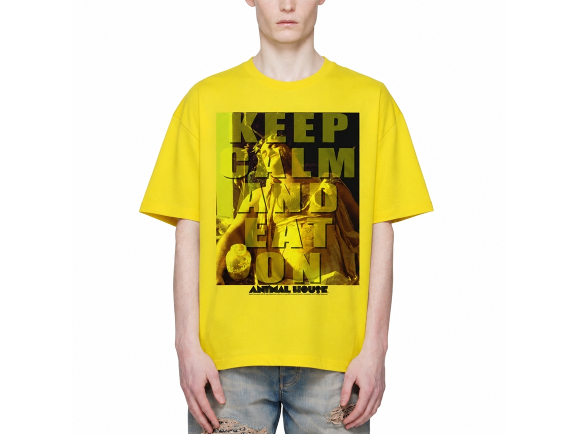 Rockinstone Animal House Movie Eat On Solid Yellow Adult T-shirt Size:xxxl