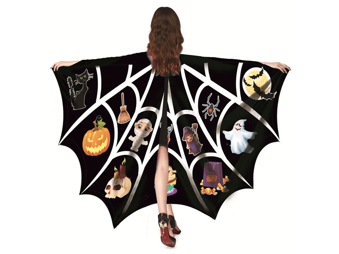 Asas Capa Halloween Morcego Teia Aranha