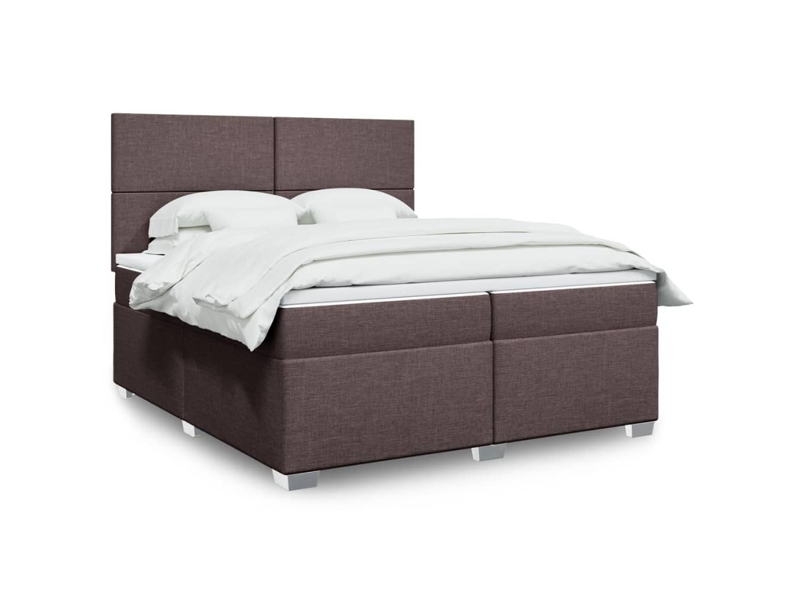 Vidaxl Cama Com Molas/colchão 200x200 Cm Tecido Castanho-escuro