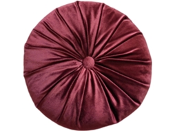 Almofada Redonda Vintage De Veludo Plissado 35cm Com Botão Central Para Sofá, Cadeira, Cama, Quarto, Sala De Estar