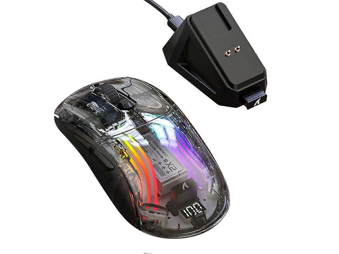 Mouse Gamer Sem Fio Bluetooth 5.0 2.4g Usb C Com 3 Modos, Compatível Com Pc, Laptop E Desktop, Transparente, Com Trackballs. Olysi Shop