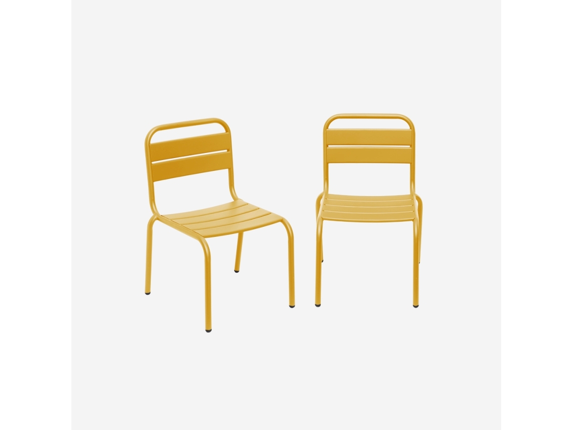 Conjunto de 2 Cadeiras Metálicas para Crianças Amarelo SWEEEK