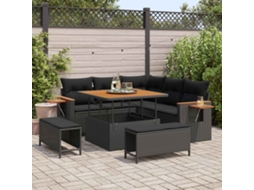 Vidaxl Conjunto De Sofá De Jardim 8 Unid. Preto Vime Pe