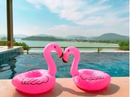 Porta-copos | Piscina | Inflável | 3 Peças | Flamingo
