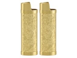 2pcs Isqueiro Caso Capa Vintage Estilo Floral Estampado Liga De Zinco Shell Para Proteção De Isqueiro Ouro