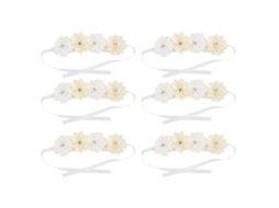 6pcs flor de pulso de fita simulada, para noiva, madrinha, casamento, branco, leite | S/MARCA