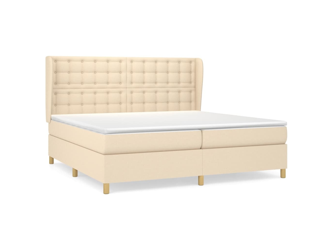Cama com Molas/colchão 200x200 Cm Tecido Cor Creme MAISON EXCLUSIVE