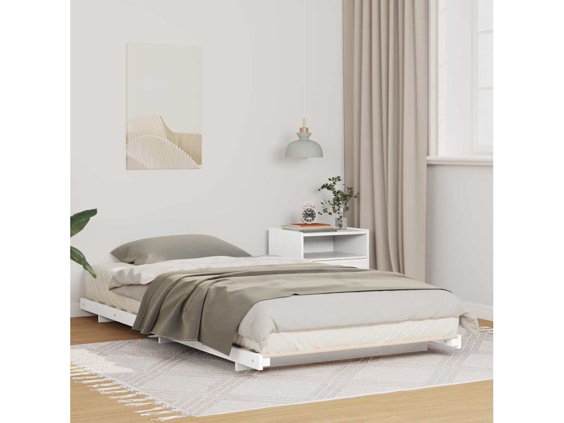 Vidaxl Estrutura Da Cama Branco 90 X 190 Cm Madeira De Pinheiro Sólida
