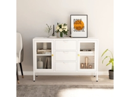 Vidaxl Aparador 105x35x70 Cm Vidro Temperado E Aço Branco