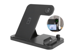 Cargador Inalámbrico Plegable 4 En 1 Para Teléfono Reloj Auriculares Negro