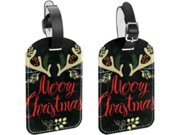 Conjunto De 2 Etiquetas Identificação Bagagem Com A Mensagem Feliz Natal Evitar Perda Malas E Bagagens