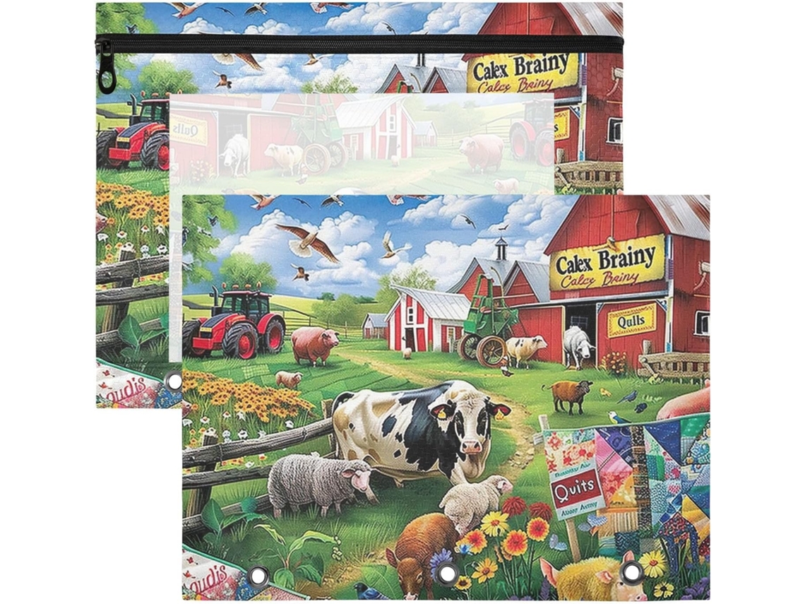 Frmg Farm Farmhouse Pastas Documentos Com 3 Argolas, Tamanho A4, Com Zíper 2014070a