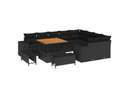 Conjunto 12 Móveis Para Exterior Vidaxl Preto Vime Pe (100 X 100 X 71 Cm)