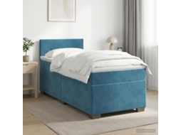 Vidaxl Cama Box Spring Com Colchão Azul Escuro 90 X 200 Cm Veludo