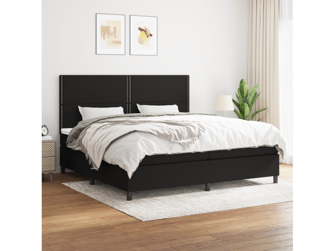 Vidaxl Cama Com Molas/colchão 200x200 Cm Tecido Preto