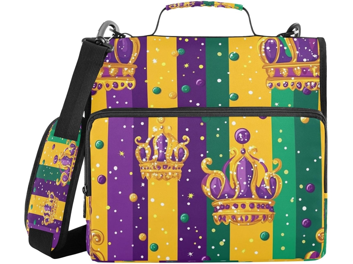 Pasta Organizadora Coroa de Carnaval, 7,6 x 3,8 cm com Argolas e Altura de Ombro, Diversas Bolsas, Pasta Organizadora