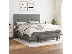 Vidaxl Cama Com Molas/colchão 160x200 Cm Tecido Cinzento-escuro
