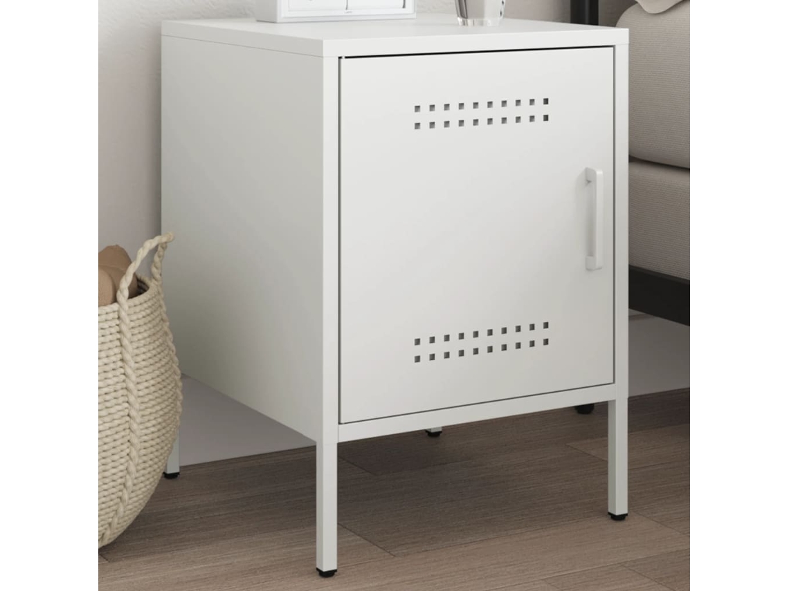Vidaxl Mesa De Cabeceira 36x39x50,5 Cm Aço Branco