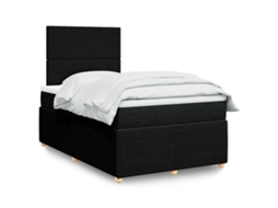 Vidaxl Cama com Molas/colchão 120x200 Cm Tecido Preto