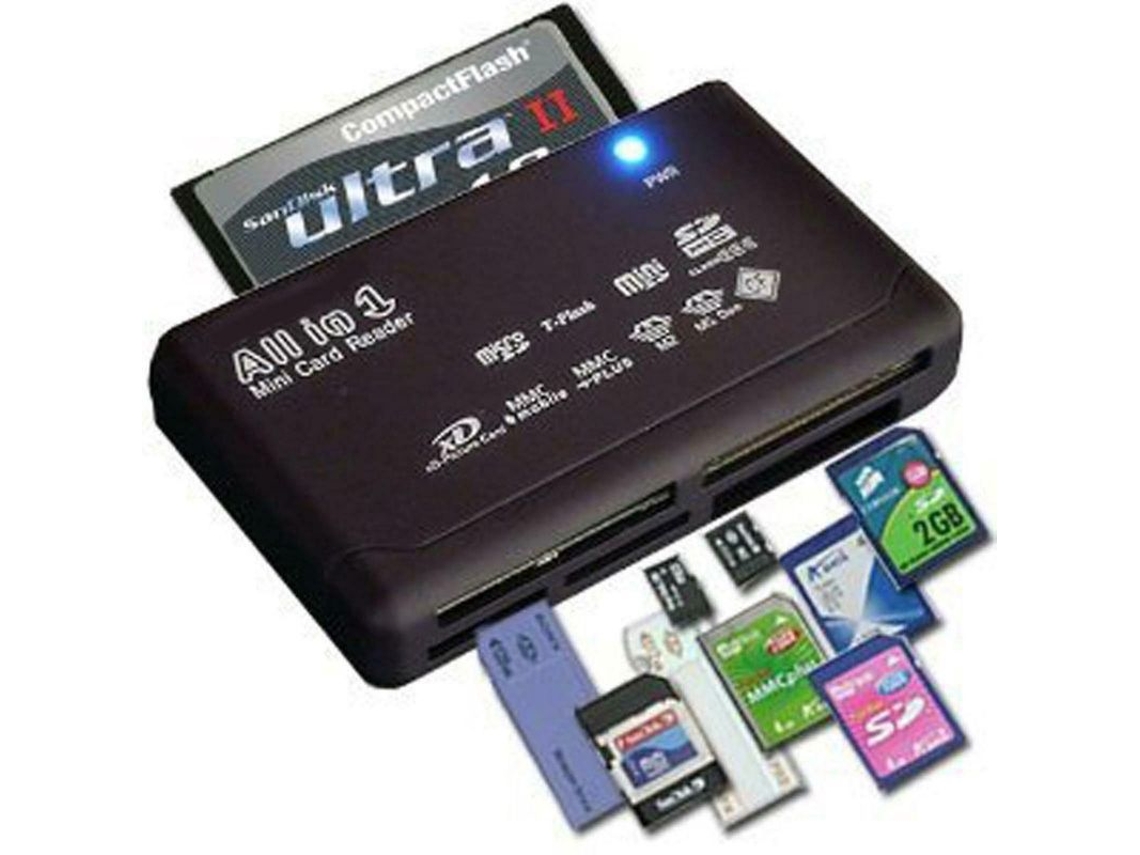 Leitor de cartões de memória all-in-one, USB 2.0, compatível com SD, microSD, CF, M2 | S/MARCA