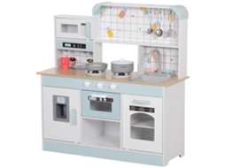 Cozinha De Brinquedo Infantil Com Som, Fogão, Torneira, Pia, Micro-ondas, Cafeteira, Máquina De Gelo E Acessórios De - Branca