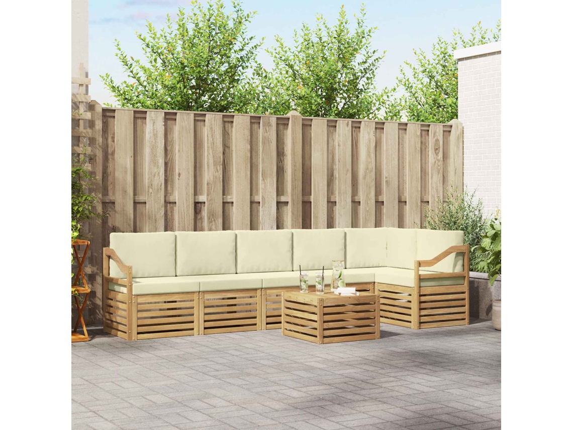 Vidaxl Conjunto De Sofás Para Exterior 7 Unid. Branco E Creme