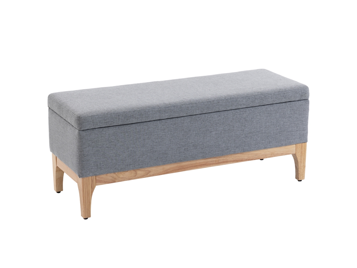 Baú CHEZMOI de estilo escandinavo com tampa removível, tecido de linho, 110x39x45 cm, cinza