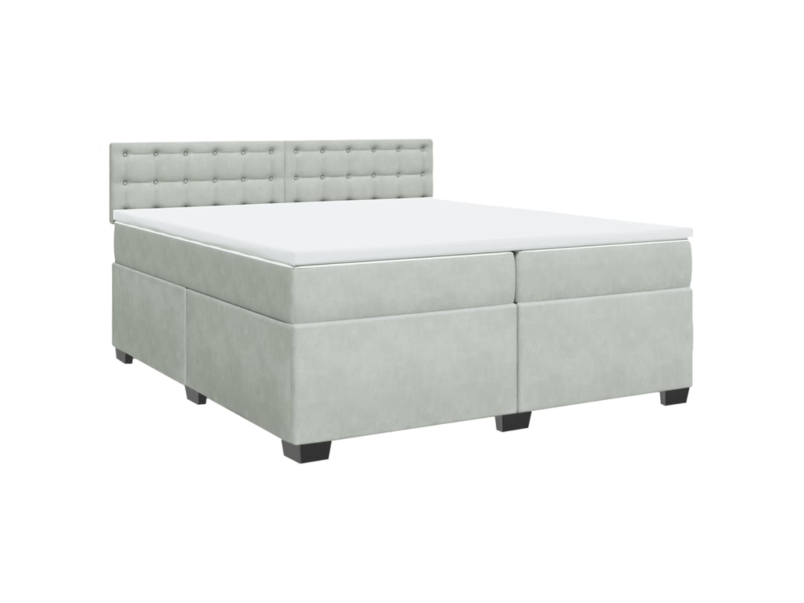 Cama com Molas e Colchão Veludo Cinzento Claro MAISON EXCLUSIVE (200x200 cm)