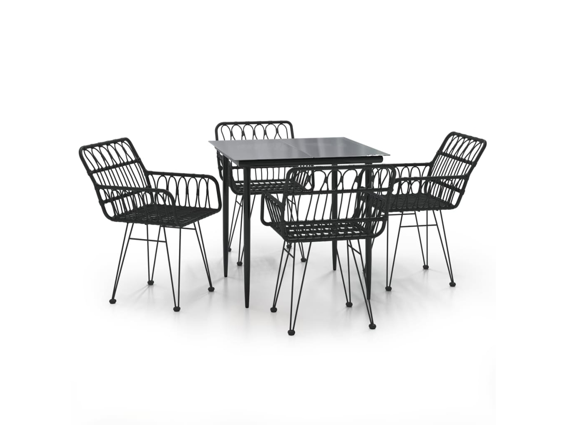 Garden Dining Set, Garden Dining Sets Vidaxl Preto Rattan / Vime (80 X 80 X 74 Cm)