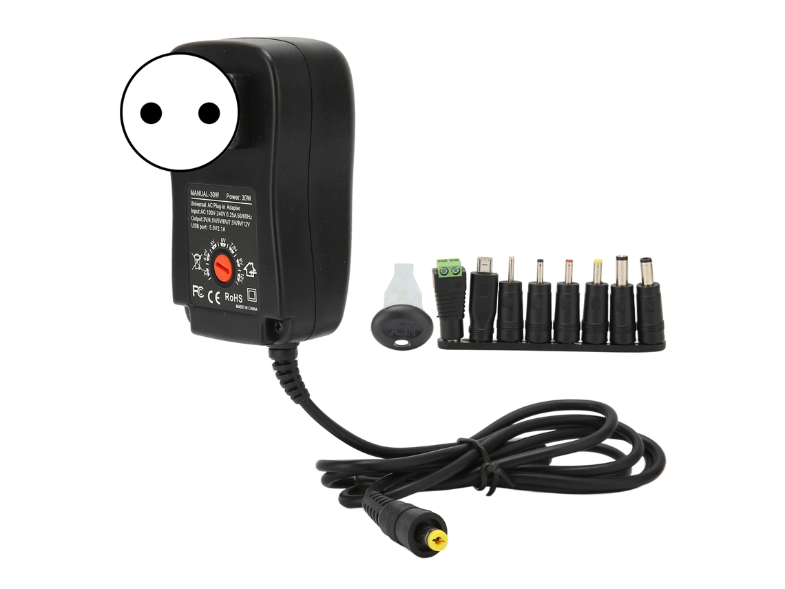 Adaptador De Energia Universal 30w Com Porta Usb E Ajuste De Voltagem