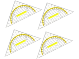 Régua triangular operada com 4 peças para marcenaria e desenho, medições precisas