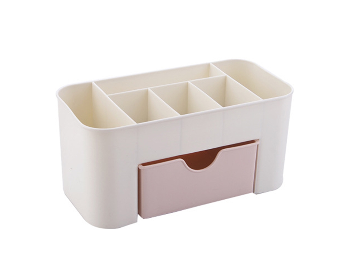 Organizador de Cosméticos de Mesa com Gaveta Espaçoso Armazenamento de Maquiagem e Jóias em Plástico para Vanity e Banheiro