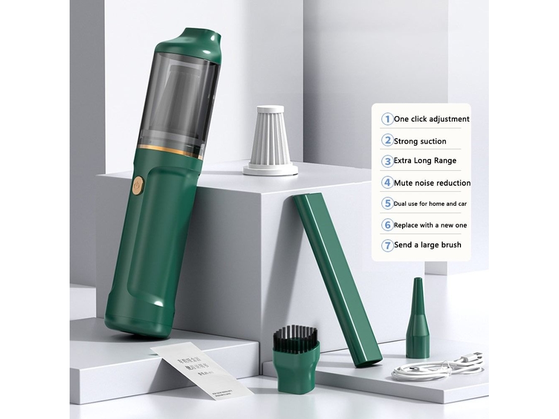 Lurelia Aspirador Portátil Para Carro, 68000 Pa, 120 W, 7,4 V, Usb, Verde