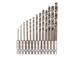 Conjunto de 13 brocas helicoidais cobalto M35 1,5 a 6,5 mm com haste hexagonal 1/4 polegada. aço rápido | S/MARCA