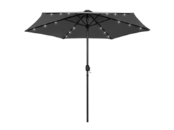 Vidaxl Guarda-sol Jardim C/ Luzes Led/poste Alumínio 270 Cm Antracite