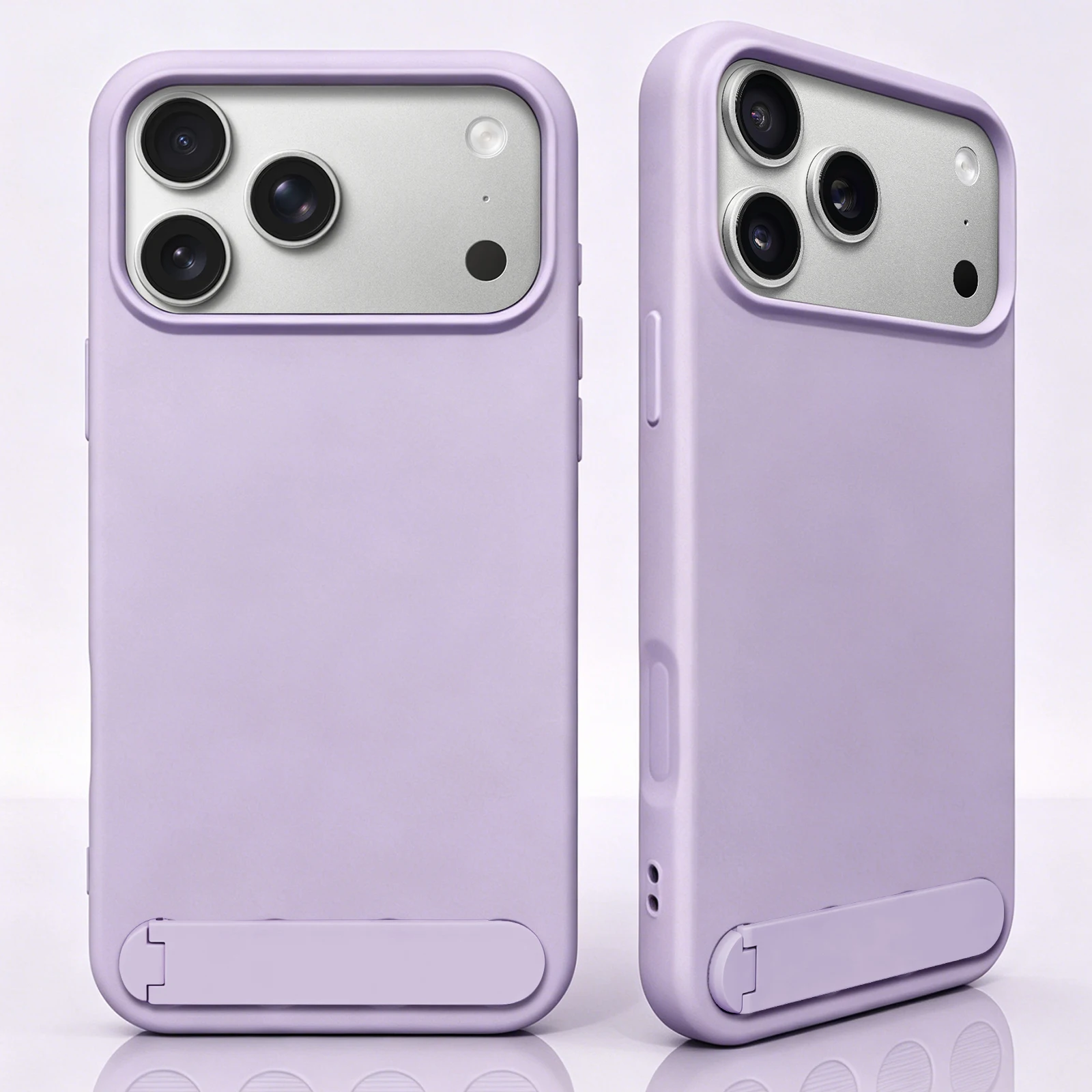 (roxo Claro, Iphone 15 Pro Max) Capa De Celular Em Silicone Líquido Com Suporte Dobrável, Proteção Contra Impactos E Quedas.