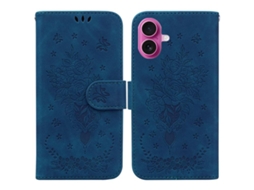 Capa Para Iphone 17 Em Couro Com Estampa De Borboleta E Rosa.