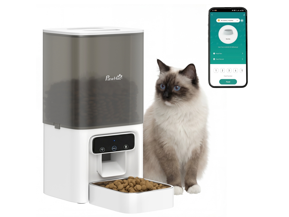 Dispensador Automático de Comida para Gato 4.5l com App e Gravador de Voz Ge