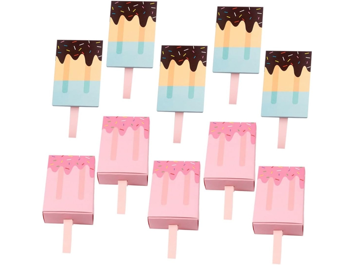 Caixas De Papel Para Sorvete E Doces Ciieeo, Design Com Gaveta, Cores Azul E Rosa, Pacote Com 20-unidades Para