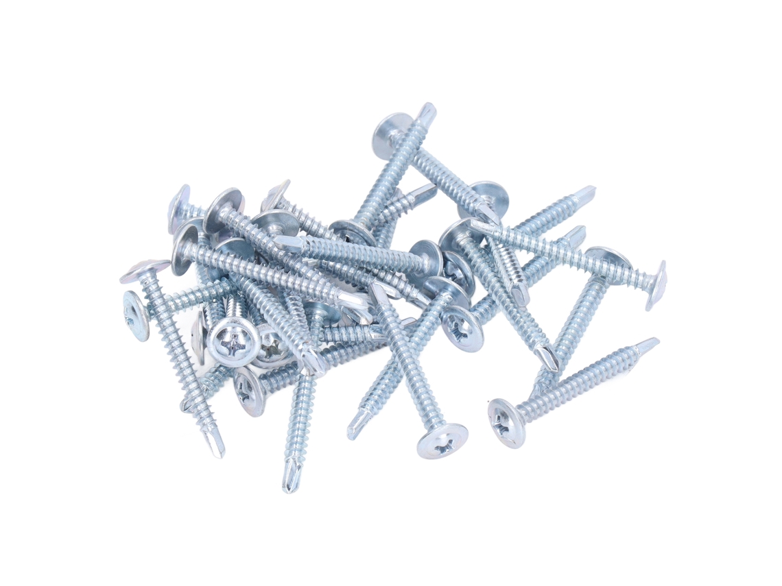 50 Parafusos Autofurado 4.2x38mm Cabeça Redonda Aço Carbono Galvanizado Para Instalação Residencial